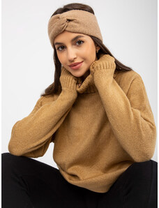 Fashionhunters Loose camel sweater with high turtleneck RUE PARIS