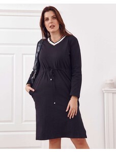 FASARDI Plus Size dress with black waist tie