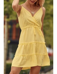 FASARDI Fine yellow dress with clutch neckline