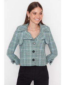 Trendyol Collection Tweed bunda Mint Crop Tweed