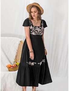 venusamoda (veľ. 42) Šaty s bielou výšivkou na živôtiku a na sukni čierne