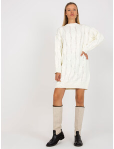 Fashionhunters Ecru knitted minidress with stand-up collar RUE PARIS