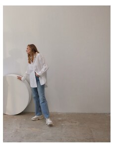 Trendyol Collection Svetlomodré udržateľnejšie džínsy so širokými nohavicami s vysokým pásom