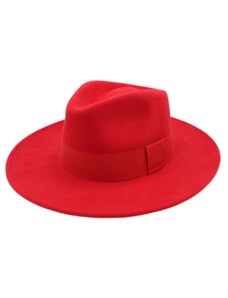 Fiebig - Headwear since 1903 Dámsky klobúk vlnený od Fiebig so širšou krempou - červený s červenou stuhou