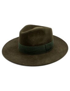 Fiebig - Headwear since 1903 Dámsky klobúk vlnený od Fiebig so širšou krempou - khaki s khaki stuhou