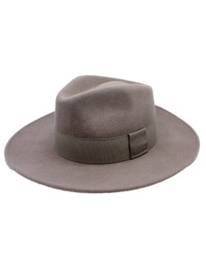 Fiebig - Headwear since 1903 Dámsky klobúk vlnený od Fiebig so širšou krempou - šedý so šedou stuhou