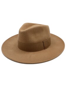 Fiebig - Headwear since 1903 Dámsky klobúk Fedora vlnený od Fiebig so širšou krempou - béžový s béžovou stuhou