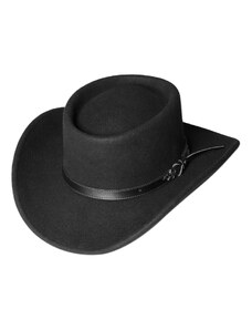 Stars and Stripes Westernový čierny klobúk s koženým remienkom - Bad Beat