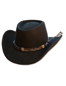 Stars and Stripes Westernový čierny klobúk s koženým remienkom - Gambler