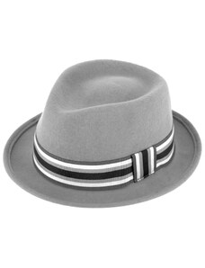 Fiebig - Headwear since 1903 Trilby klobúk vlnený Fiebig - šedý s rypsovou stuhou