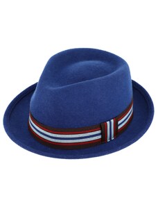 Fiebig - Headwear since 1903 Trilby klobúk vlnený Fiebig - modrý s rypsovou stuhou