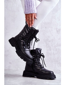 Kesi Women's snow lace-up boots GOE KK2N4017 Black
