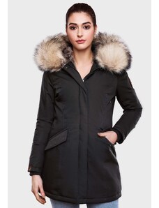 Dámska zimná bunda s kapucňou a kožušinkou Cristal Navahoo - BLACK