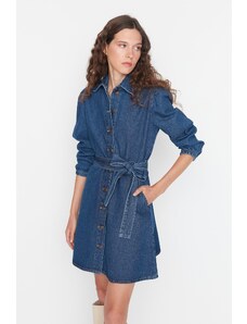 Trendyol Collection Mini džínsové šaty s modrým pásom
