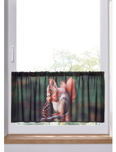 bonprix Vitrážková záclona s veveričkovou potlačou, farba hnedá, rozm. D/Š: 45/120 cm