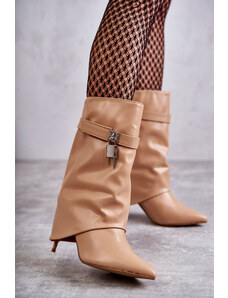 Kesi Leather high-heeled boots beige Steffi