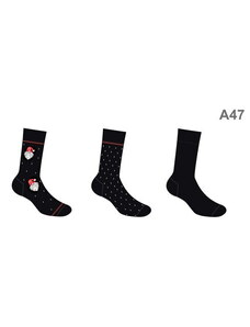 Cornette 3-PACK pánske vianočné ponožky A47 čierne/41, Farba čierna