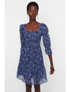 Trendyol Collection Vzorované tkané šaty námorníckej modrej