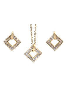 Doria Set šperkov z ocele zlatý s kryštálikmi K180
