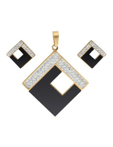 Doria Set šperkov z ocele zlato-čierny K206