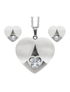 Doria Set šperkov z ocele strieborné SRDIEČKA K418