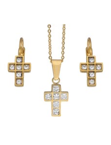 Doria Set šperkov z ocele zlaté KRÍŽIKY K281