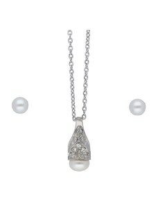 Doria Set šperkov z ocele strieborný s perličkami K319
