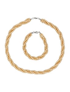 Doria Set šperkov z ocele s béžovými perličkami A024