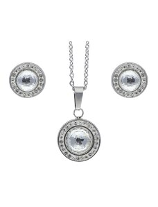 Doria Set šperkov z ocele strieborný s kryštálikmi K373