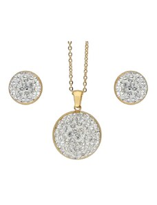 Doria Set šperkov z ocele zlatý s kryštálikmi K043