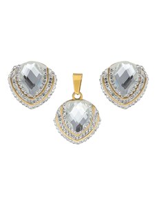 Doria Set šperkov z ocele zlatý s kryštálikmi K040