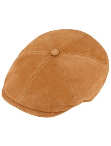 Fiebig - Headwear since 1903 Pánska kožená 6-dielna bekovka s podšívkou - béžová kožená bekovka