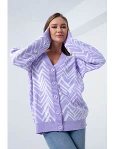 Lafaba Dámsky fialový cikcakový sveter sveter