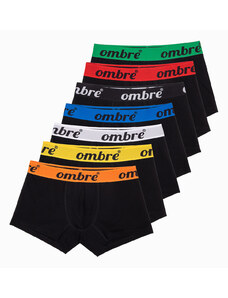 Ombre Clothing Pánske kontrastné bavlnené boxerky - 7-pack čierne V1 OM-UNBO-0100