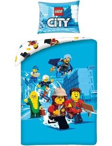 Halantex Bavlnené posteľné obliečky LEGO CITY Adventures - motív Fire Team - 100% bavlna - 70 x 90 cm + 140 x 200 cm