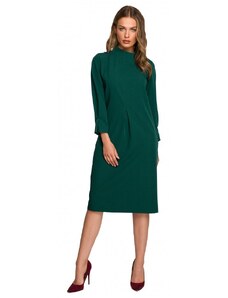 STYLOVE S318 Voľné šaty s vysokým golierom - zelené