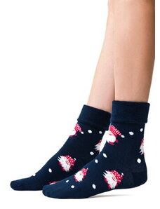 Steven Dámske vianočné ponožky s Mikulášmi 030-039 tmavomodré/37, Farba tmavomodrá