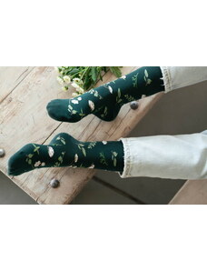 Steven Dámske ponožky s kvetmi 017-005 zelené/37, Farba zelená