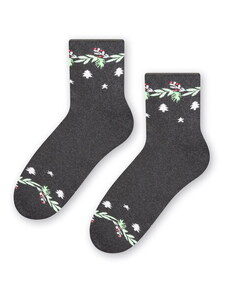 Steven Dámske vianočné ponožky 123-034 melanžové grafitové/37, Farba Melange graphite
