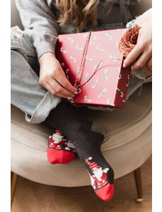 Steven Vianočné dámske ponožky s Mikulášmi 136-CN053 grafitové/37, Farba grafitová