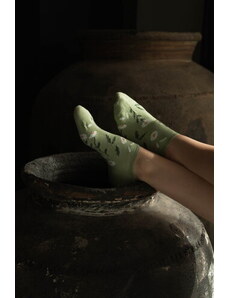 Steven Dámske členkové ponožky s kvetmi 017-001 zelené/37, Farba zelená
