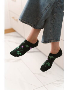 Steven Dámske členkové ponožky s kvetmi 017-023 zelené/37, Farba zelená