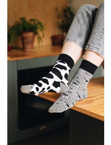 More Dámske ponožky s kravičkami Milk 078-A040 melanžové šedé/38, Farba melanžová šedá