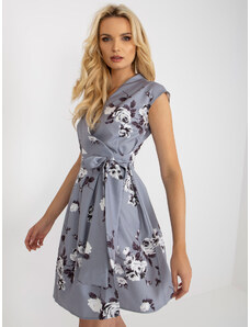 BASIC Sivé šaty s kvetinami -LK-SK-508939.21-grey