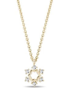Diamantový náhrdelník vločka zo žltého 14k zlata KLENOTA K0838013