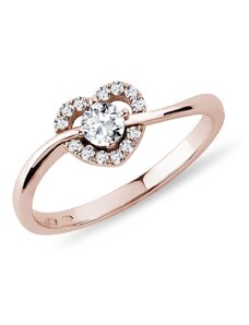 Diamantový prsteň srdce z ružového 14k zlata KLENOTA R0856204