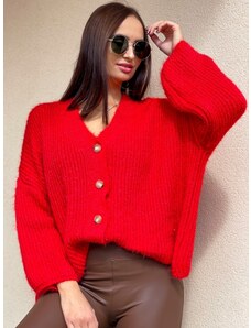 Webmoda Dámsky oversize sveter s gombíkmi - červený