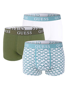 GUESS - boxerky 3PACK Guess modern pattern army green z organickej bavlny - limitovaná edícia