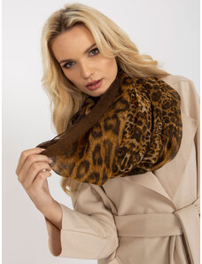 Fashionhunters Camel and brown women's scarf with animal pattern