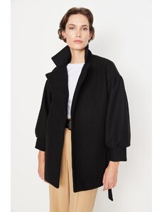 Trendyol Collection Čierny oversize kabátik s balónovým opaskom